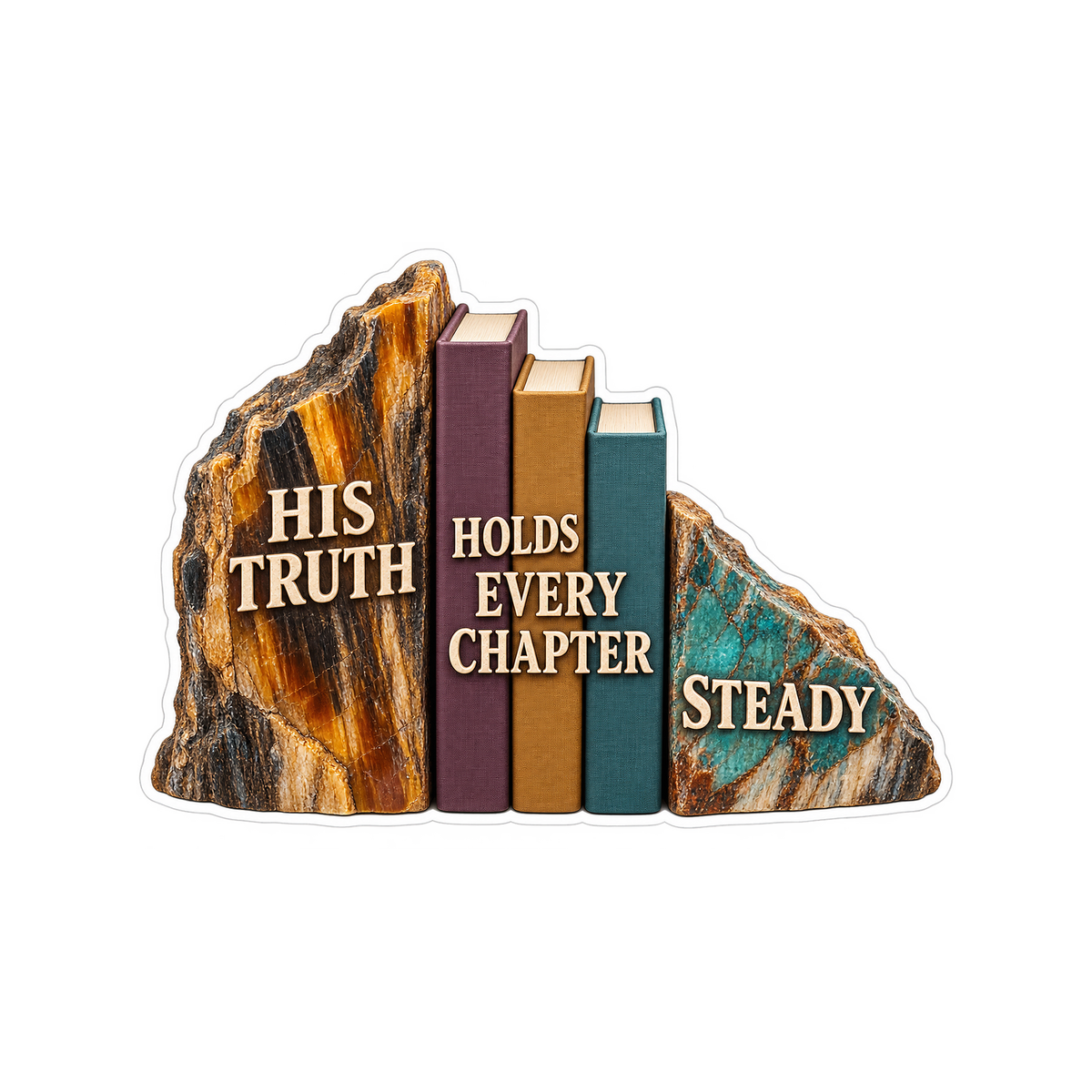 Faith Books with Stone Bookends Art Vinyl Decal Stickers