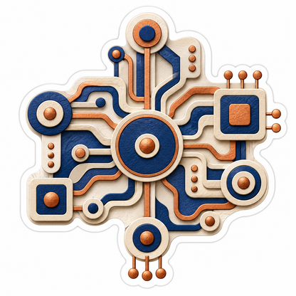 Cream Navy Copper Circuit Pattern Vinyl Decal Stickers