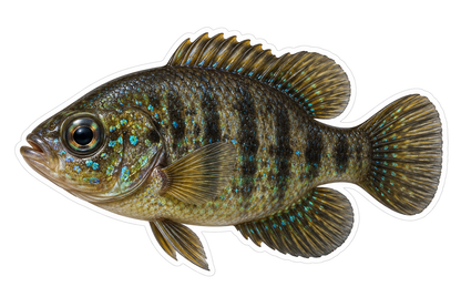 Dark Green Fish with Turquoise Face Spots Art Vinyl Decal Stickers