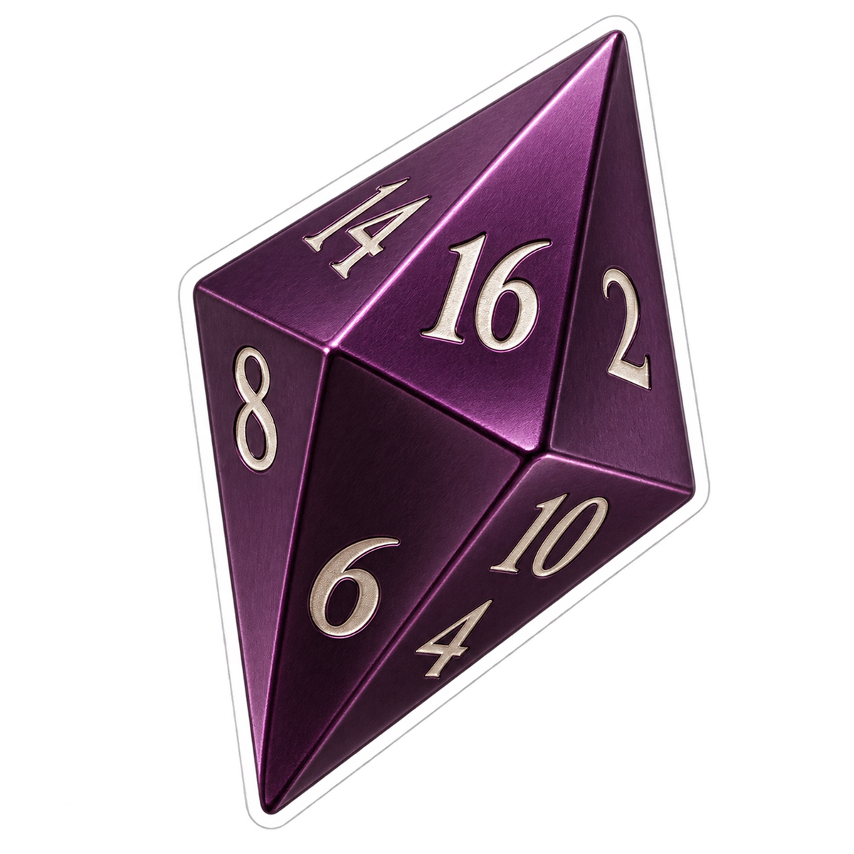 Purple Double Pyramid Gaming Die Art Vinyl Decal Stickers