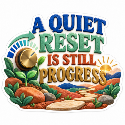 Golden Dial Quiet Reset Progress Quote Art Vinyl Decal Stickers