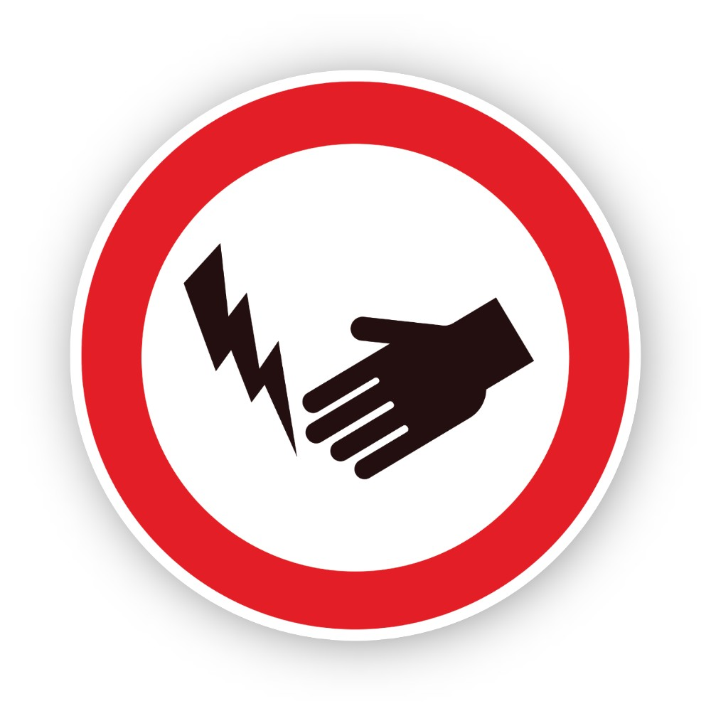 Red Ring Hand Beside Three Point Bolt Vinyl Decal Stickers