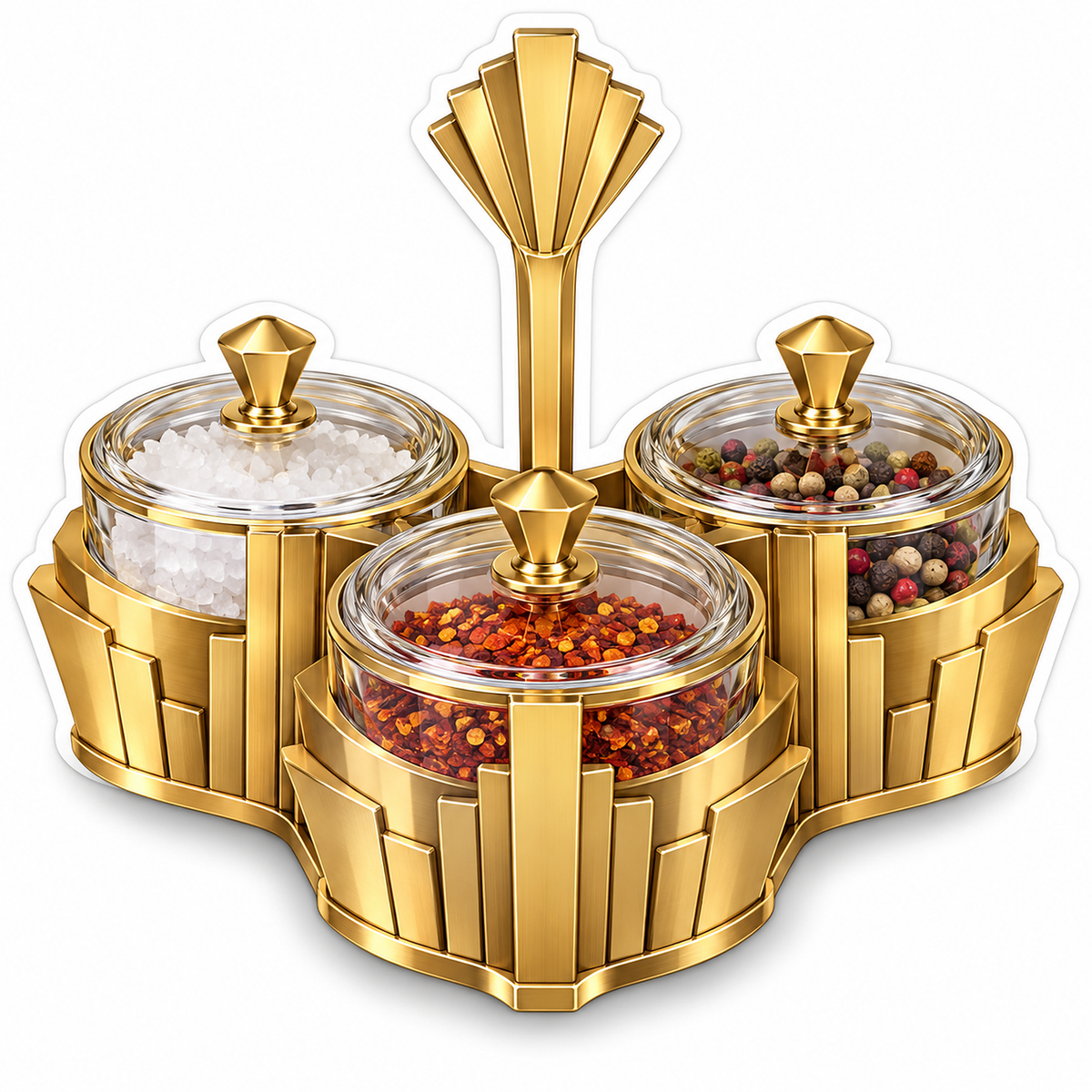 Golden Carrier with Three Glass Spice Jars Vinyl Decal Stickers