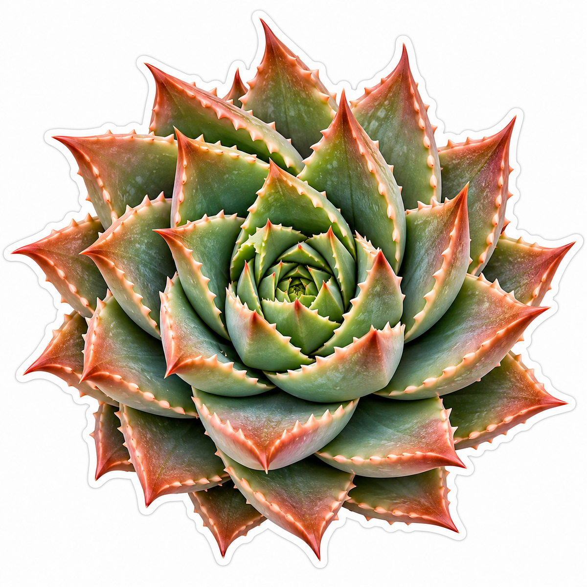 Green Spiral Aloe with Copper Edges Art Vinyl Decal Stickers