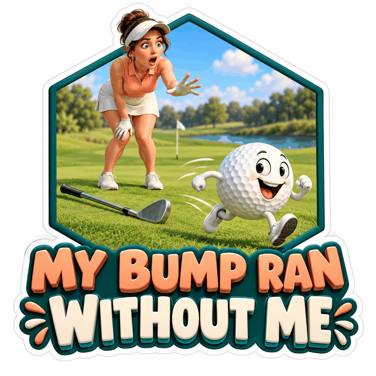 Golf Ball Bump Ran Away Quote Art Vinyl Decal Stickers