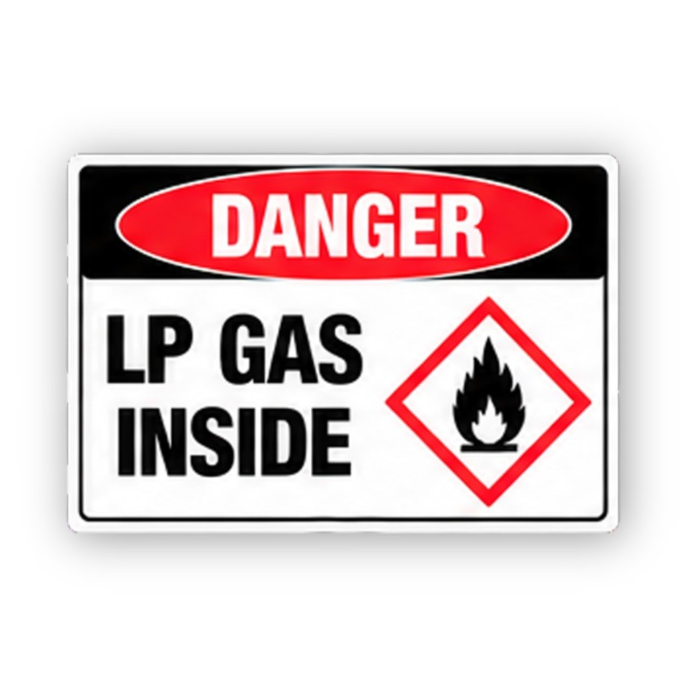 Black Danger LP Gas Flame Diamond Panel Vinyl Decal Stickers