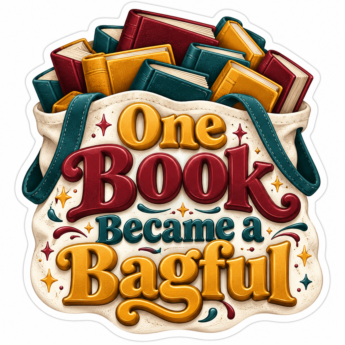 One Book Became a Bagful Quote Vinyl Decal Stickers