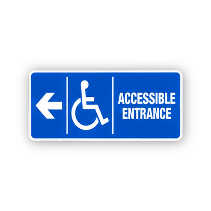 Blue Accessible Entrance Left Arrow Panel Vinyl Decal Stickers