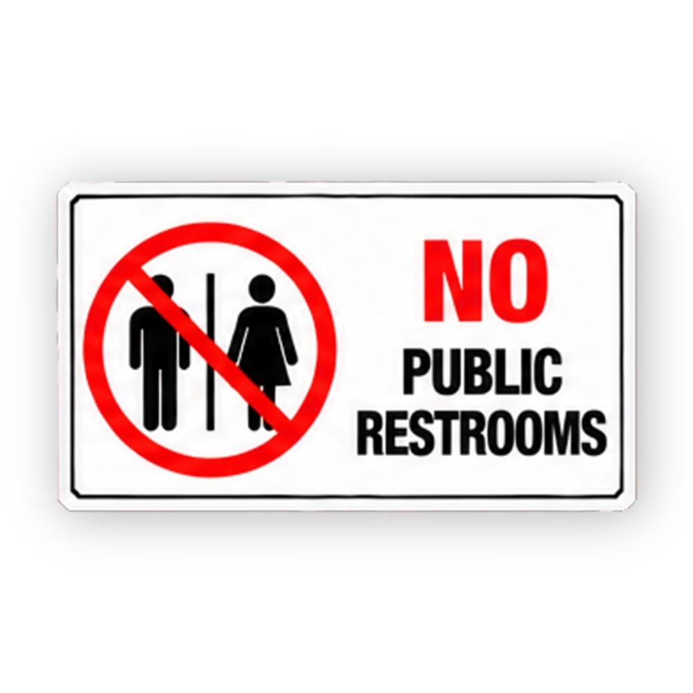 Black No Public Restrooms Crossed Pair Panel Vinyl Decal Stickers