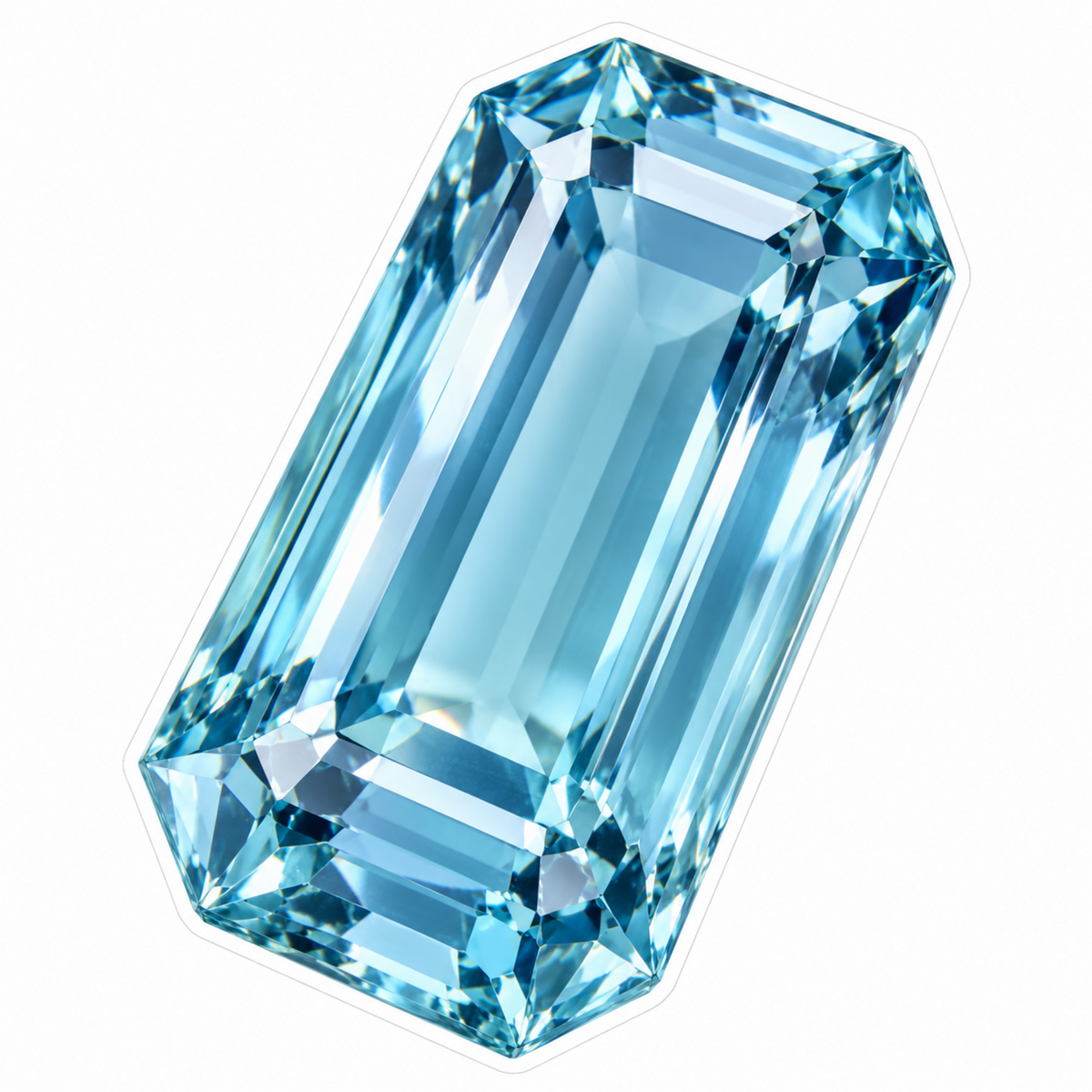 Long Rectangular Aquamarine Gem Art Vinyl Decal Stickers