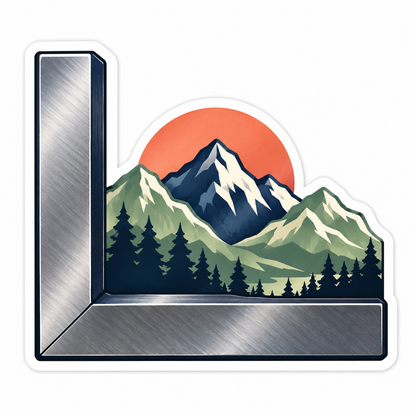 Metal Square Mountain Sunset Art Vinyl Decal Stickers