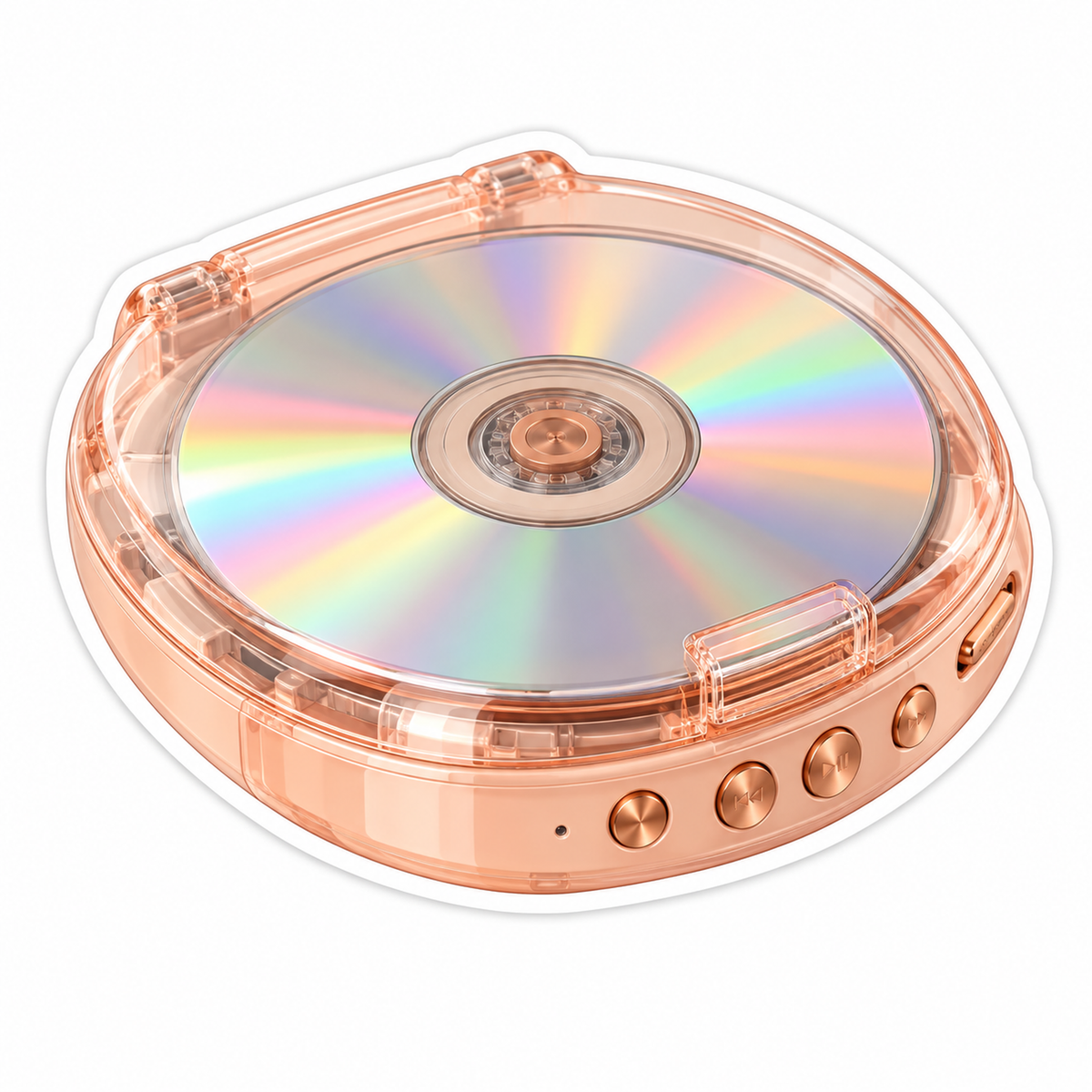 Copper Disc Player with Iridescent Music Disc Vinyl Decal Stickers