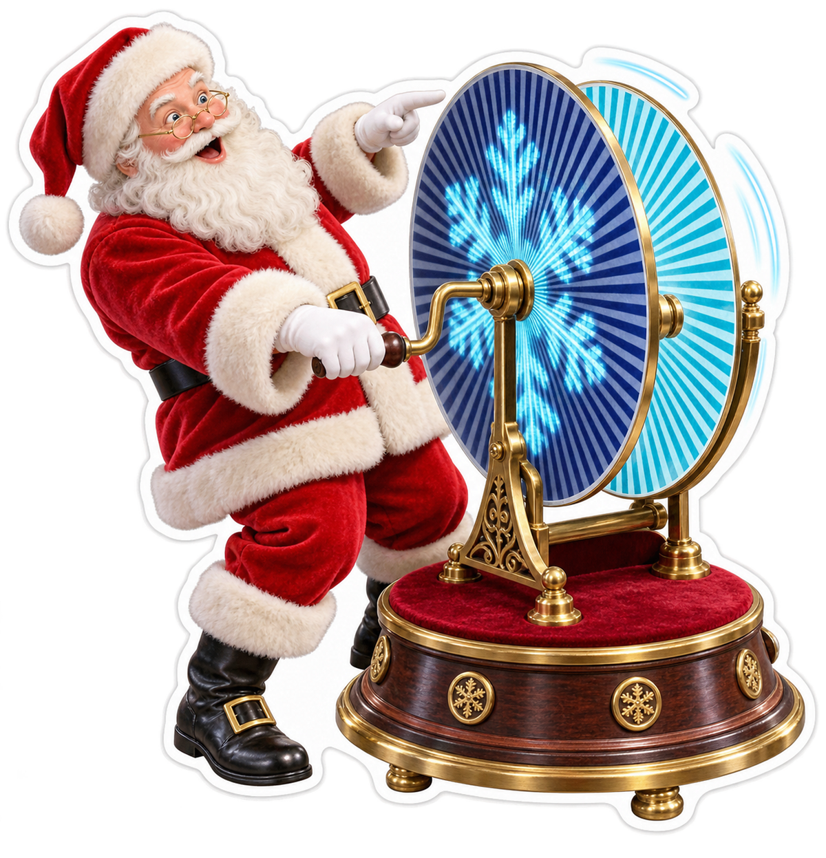 Santa Turning Blue Snowflake Discs Art Vinyl Decal Stickers