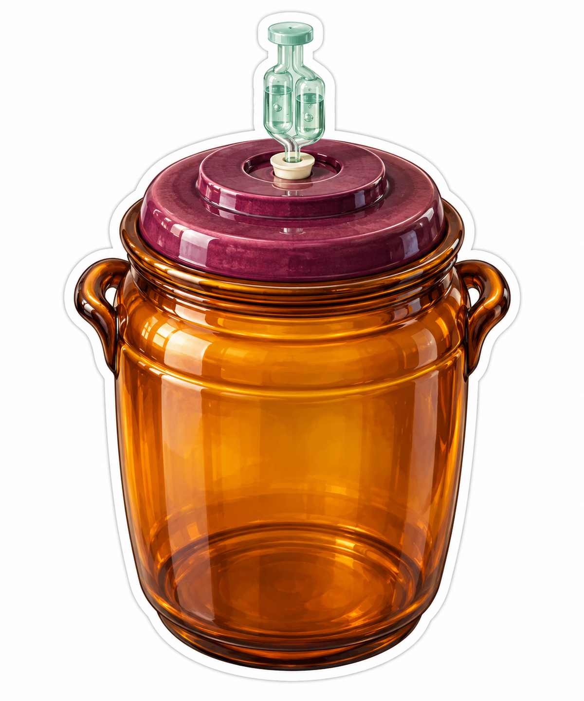 Amber Glass Jar with Purple Lid and Airlock Vinyl Decal Stickers