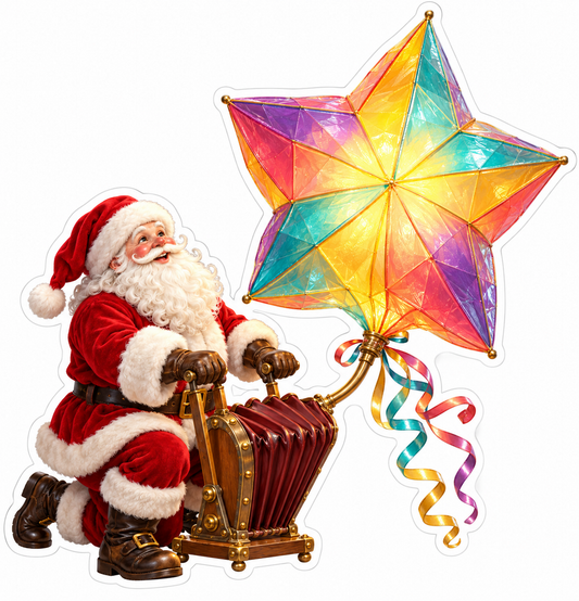 Santa Bellows Rainbow Star Balloon Vinyl Decal Stickers