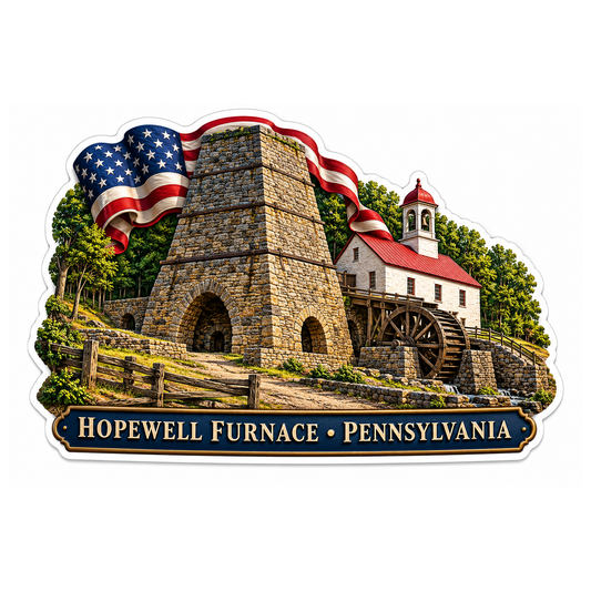 Hopewell Furnace Pennsylvania Flag Art Vinyl Decal Stickers