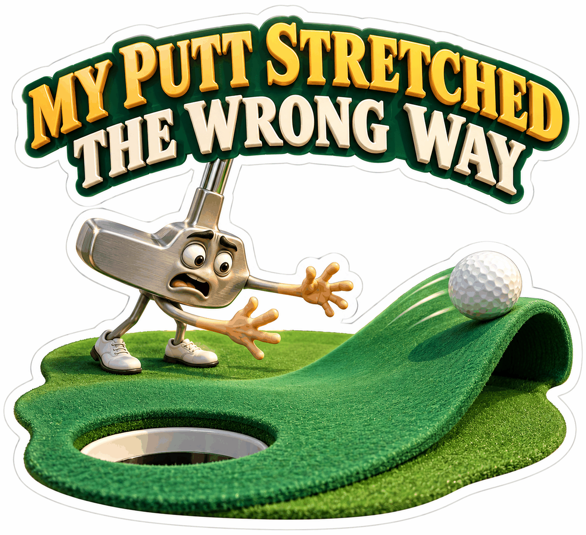 Golf Putter Stretching Green Mat Vinyl Decal Stickers