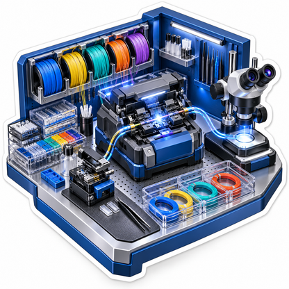 Blue Optical Fiber Workbench Miniature Art Vinyl Decal Stickers