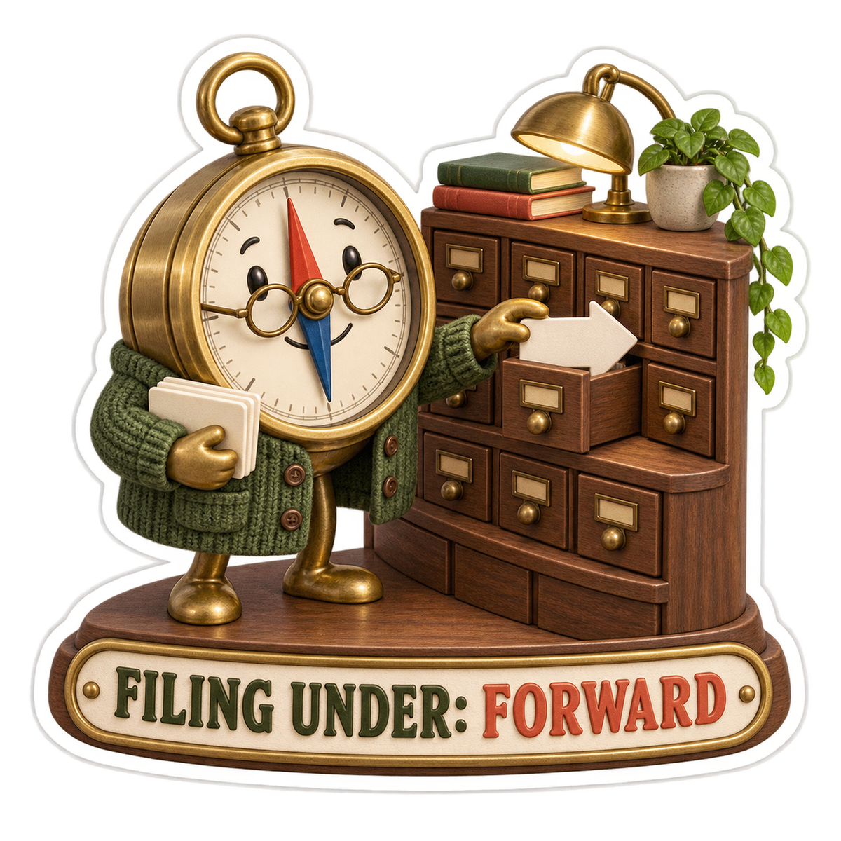 Compass Filing Cards in Cabinet Art Vinyl Decal Stickers