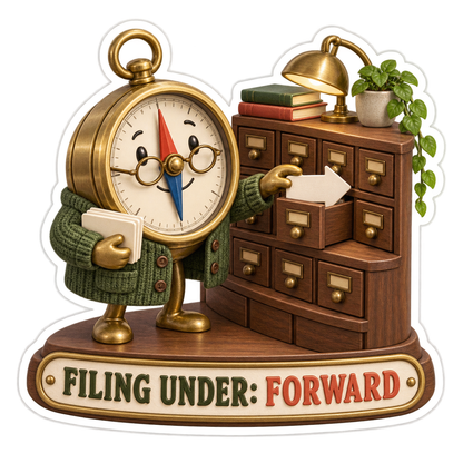 Compass Filing Cards in Cabinet Art Vinyl Decal Stickers