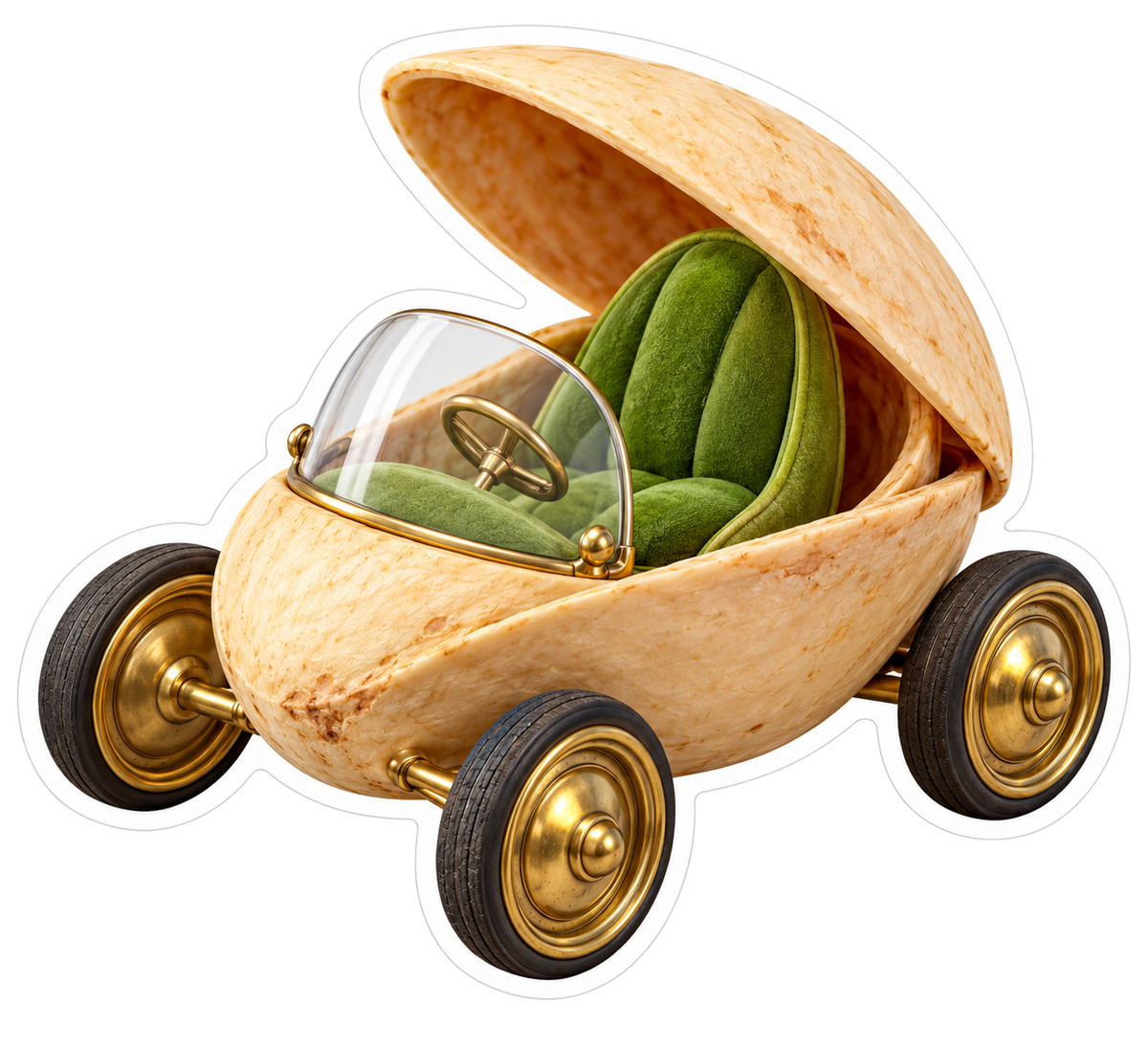 Pistachio Shell Green Seat Microcar Art Vinyl Decal Stickers