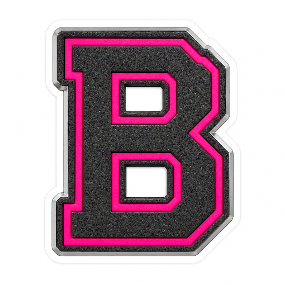 Charcoal Pixel Letter B with Pink Line Art Vinyl Decal Stickers