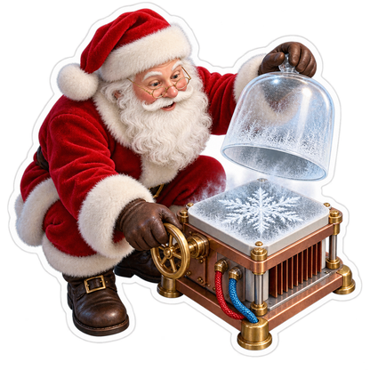 Santa with Snowflake Display Chamber Art Vinyl Decal Stickers