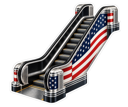 USA Flag Black Silver Escalator Vinyl Decal Stickers