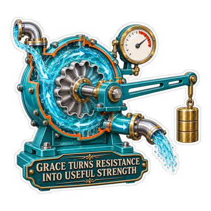 Grace Teal Water Wheel Instrument Art Vinyl Decal Stickers