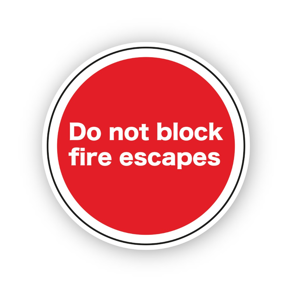 Red Do Not Block Fire Escapes Ring Circle Vinyl Decal Stickers