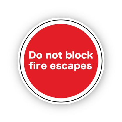 Red Do Not Block Fire Escapes Ring Circle Vinyl Decal Stickers