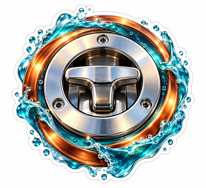 Round Silver Hatch Latch and Water Ring Art Vinyl Decal Stickers