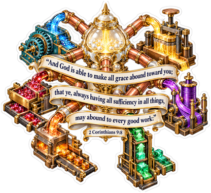 2 Corinthians 9 Verse 8 Colorful Pipework Art Vinyl Decal Stickers