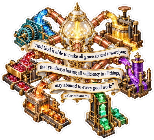 2 Corinthians 9 Verse 8 Colorful Pipework Art Vinyl Decal Stickers