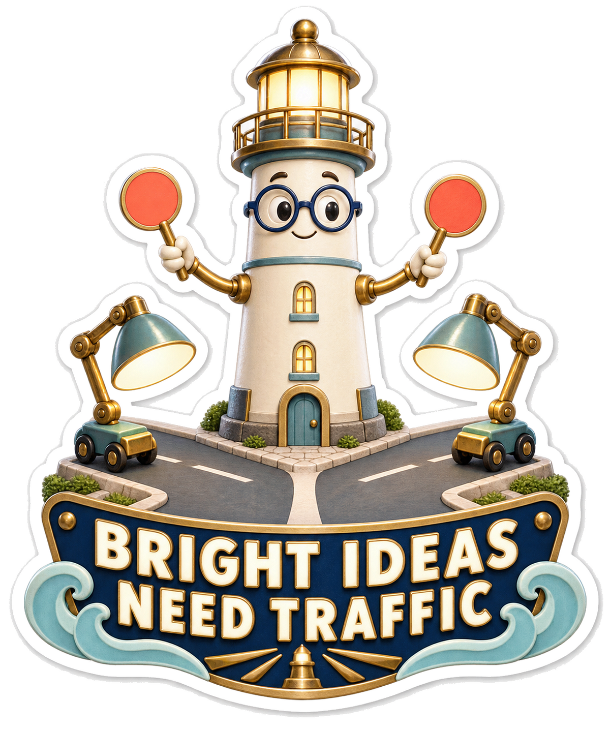 Lighthouse Directing Traffic Art Vinyl Decal Stickers