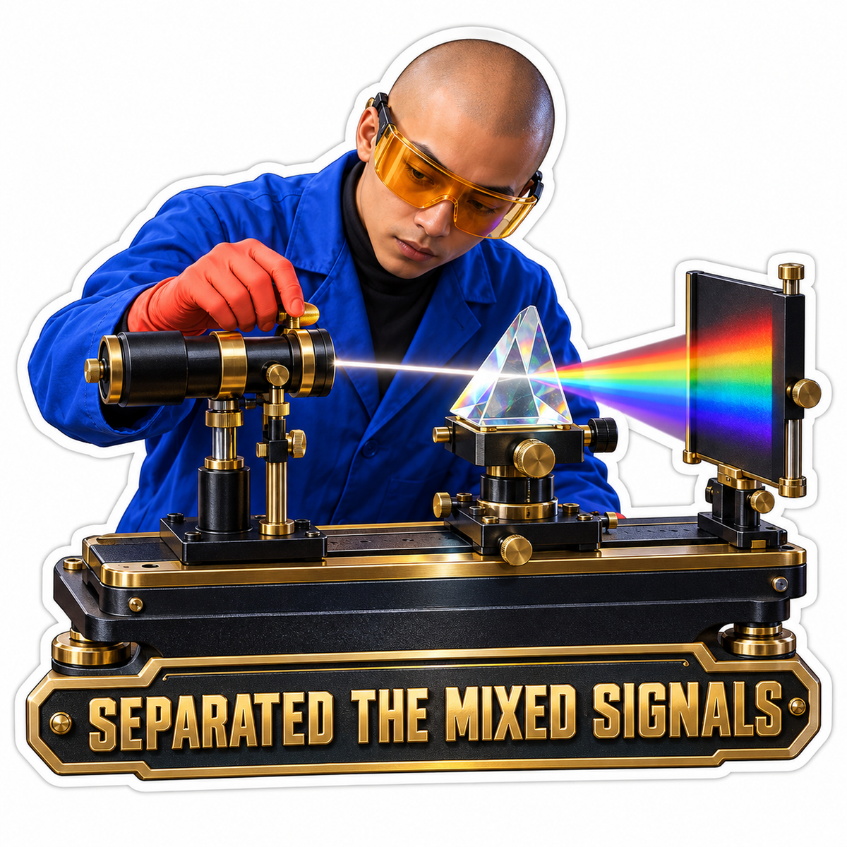 Man in Blue Coat with Rainbow Prism Art Vinyl Decal Stickers