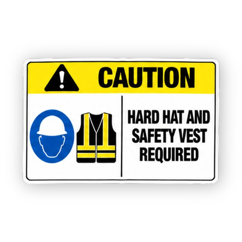 Yellow Hardhat Reflective Vest Panel Vinyl Decal Stickers