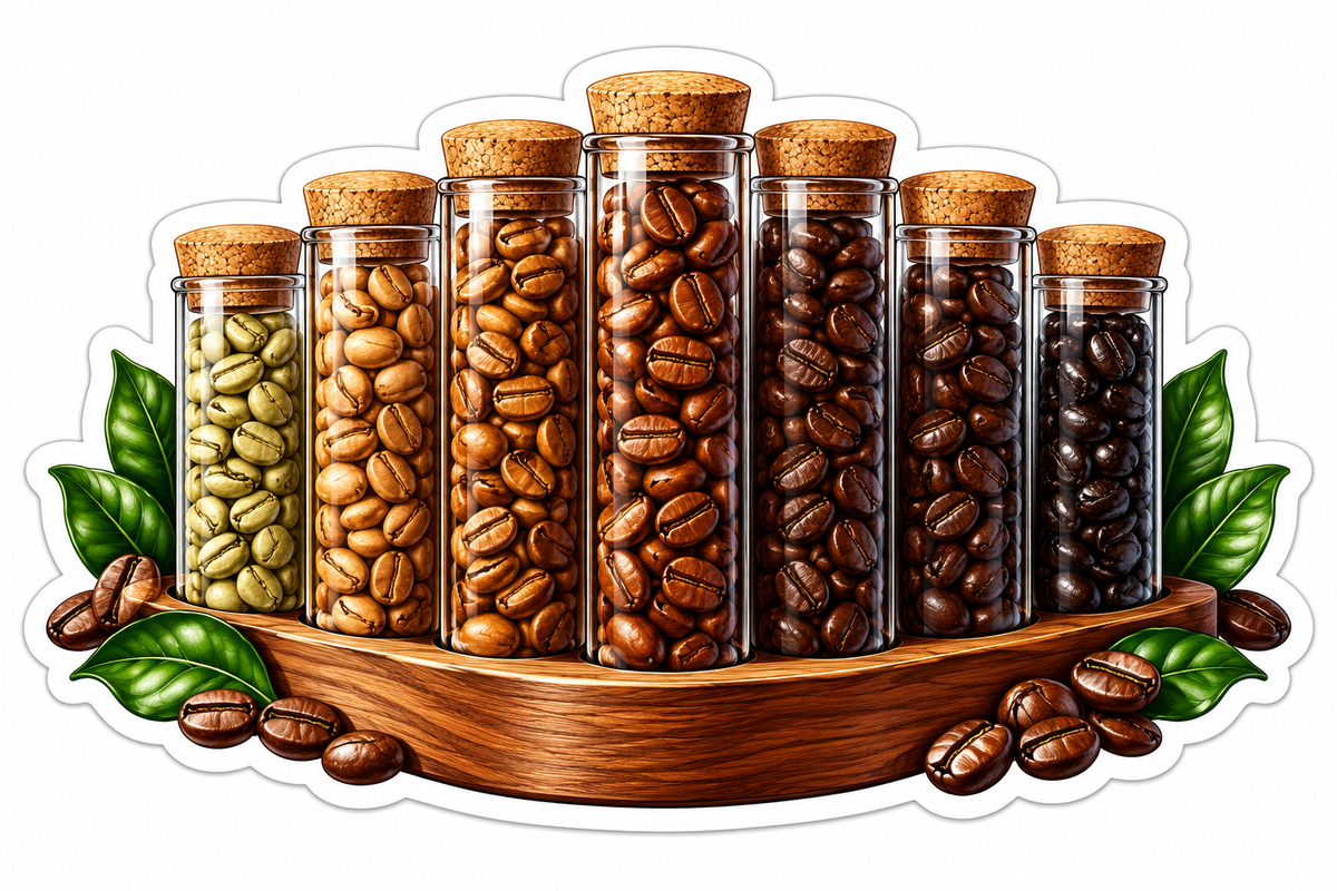 Coffee Bean Glass Jars Roast Colors Art Vinyl Decal Stickers