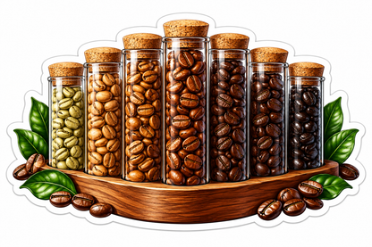 Coffee Bean Glass Jars Roast Colors Art Vinyl Decal Stickers