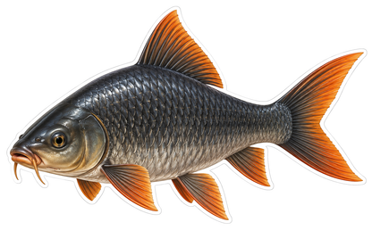 Dark Silver Fish with Orange Fin Edges Vinyl Decal Stickers