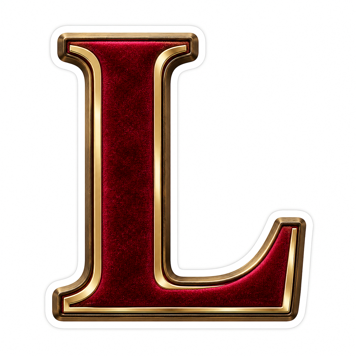 Burgundy Velvet Gold Trim Letter L Vinyl Decal Stickers