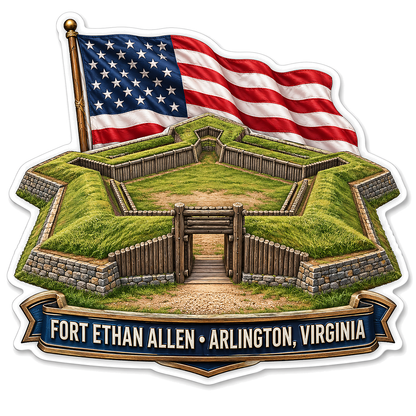 Earthen Star Fort and American Flag Art Vinyl Decal Stickers