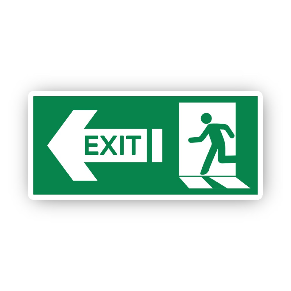 Green Exit Left Arrow Open Door Wide Panel Vinyl Decal Stickers