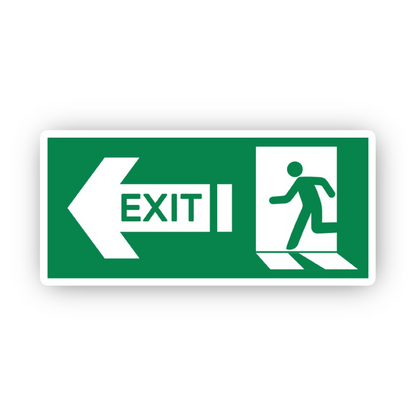 Green Exit Left Arrow Open Door Wide Panel Vinyl Decal Stickers