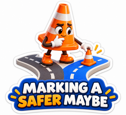 Traffic Cone Character Marking a Blue Side Road Vinyl Decal Stickers