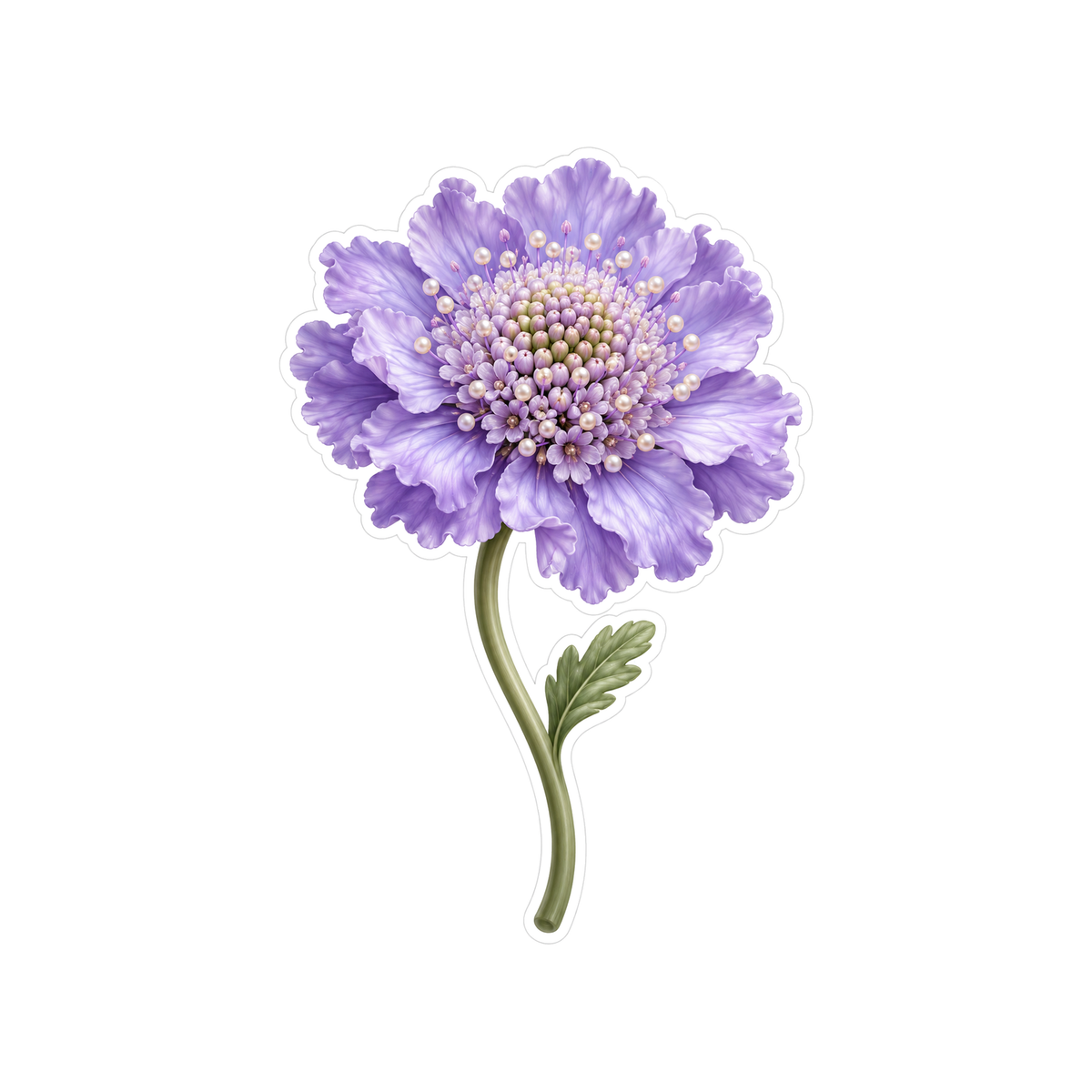 Lavender Pincushion Flower Art Vinyl Decal Stickers