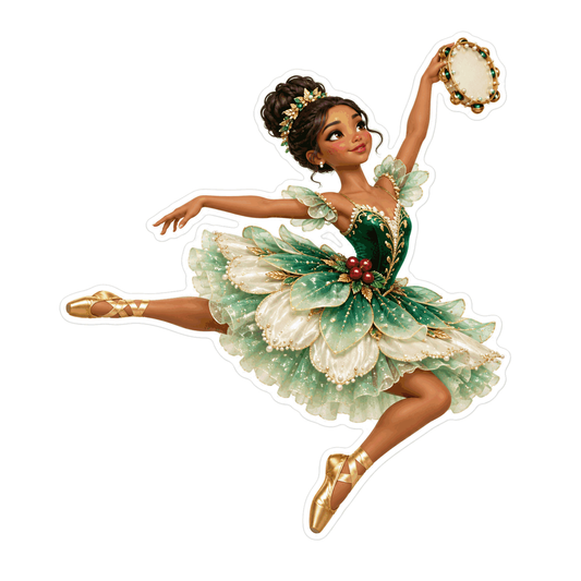 Holly Dress Ballerina Holding Tambourine Art Vinyl Decal Stickers