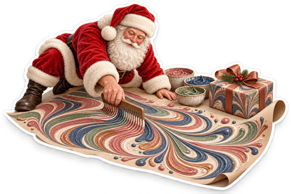 Santa Marbling Swirled Gift Paper Art Vinyl Decal Stickers