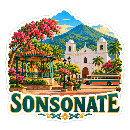 Sonsonate Volcano Plaza Travel Art Vinyl Decal Stickers