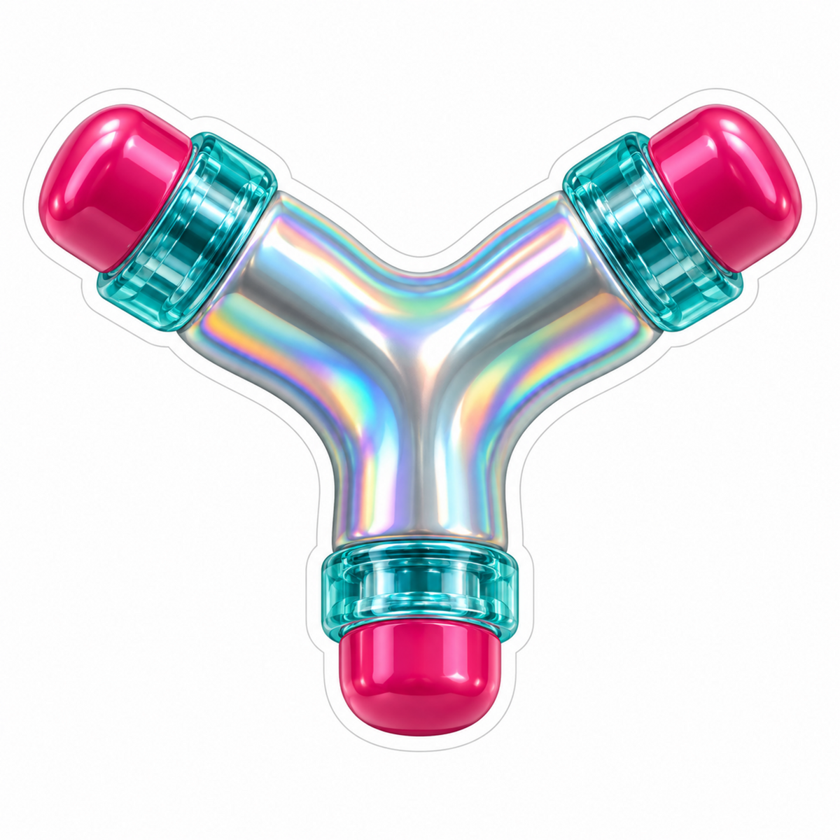 Iridescent Three Way Tube with Pink Caps Vinyl Decal Stickers